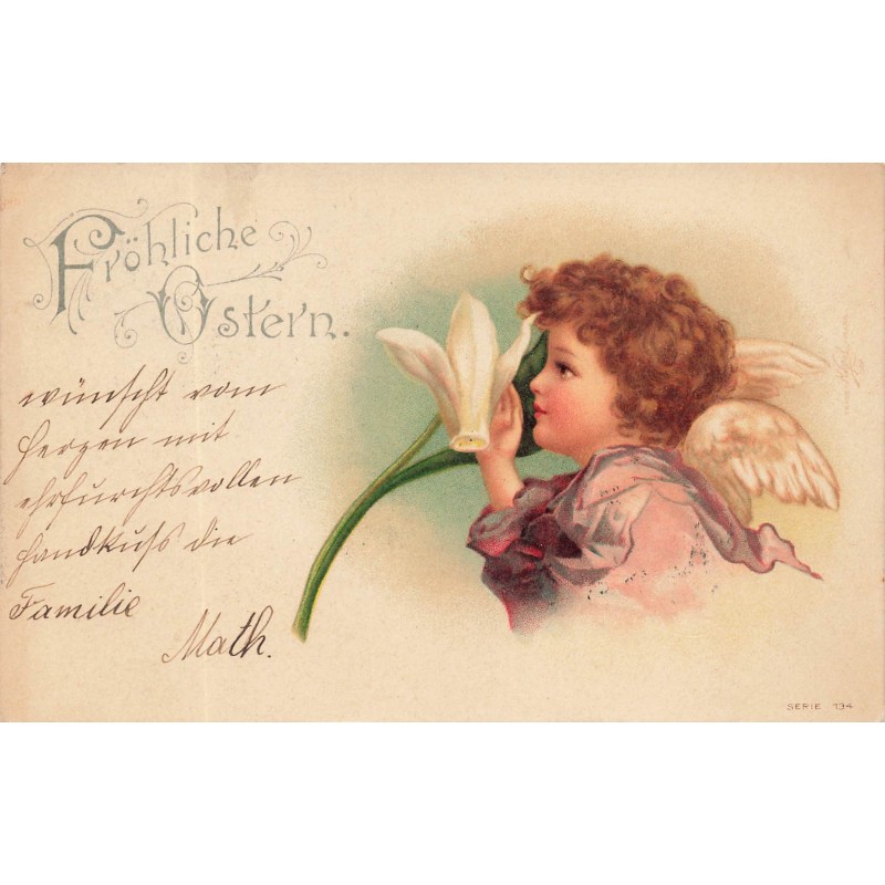 n°29614 - Pâques - Clapsaddle - Fröhliche Ostern - Ange sentant une fleur
