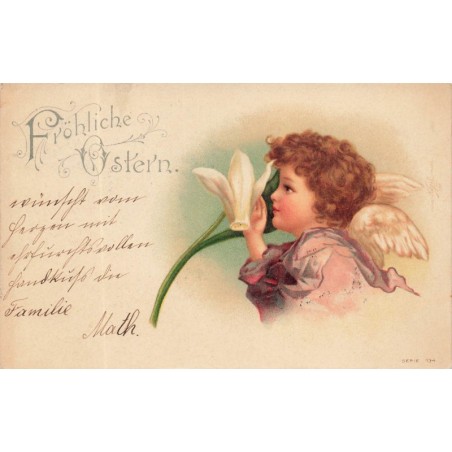 n°29614 - Pâques - Clapsaddle - Fröhliche Ostern - Ange sentant une fleur