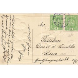 n°29615 - Carte Gaufrée - Fröhliche Ostern - Marionnette donnant un oeuf à des poussins - Guignol