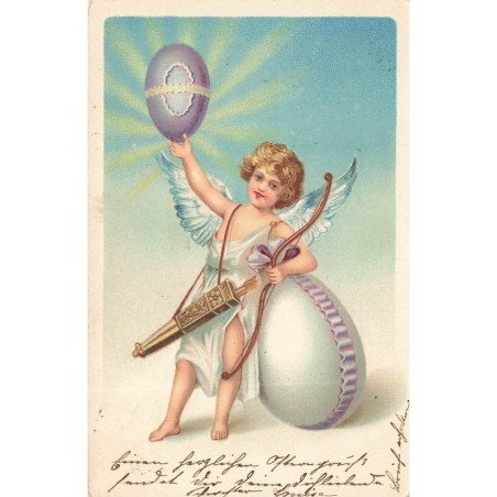 n°29618 - Pâques - Cupidon avec des oeufs