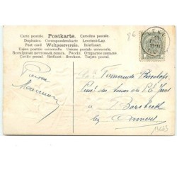 n°13643 - Carte Gaufrée - Fillette ramant dans une barque remplie de violettes