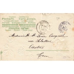 n°29632 - Carte Gaufrée - Bonne Année - Coccinelles humanisées marchant près de champignon et de trèfles