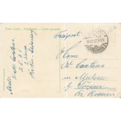 n°29636 - Flatscher - Frohes Neujahr - Un bonhomme de neige et des enfants se protégeant de la neige sous un parapluie