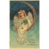 n°29644 - Carte Gaufrée - MSIB 14118 - Nouvel An - Ange assis sur un croissant de lune