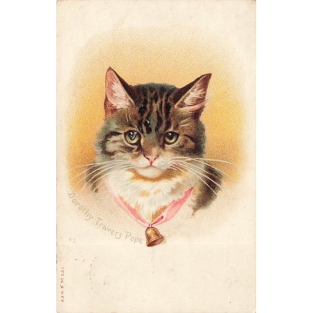 n°29647 - A & MB n°531 - Chat - Dorothy Travers Pope - Chat portant une clochette sur un ruban rose