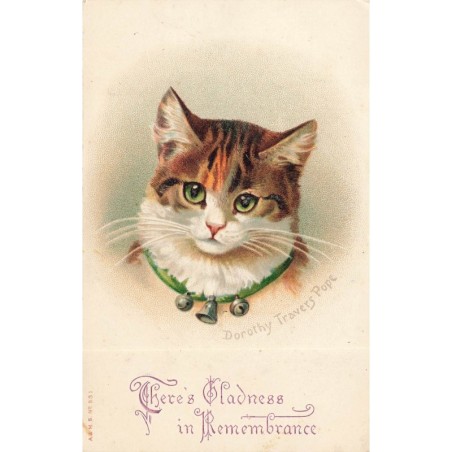 n°29648 - A & MB n°531 - Chat - Dorothy Travers Pope - Chat portant des grelots sur un ruban vert