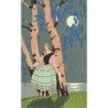 n°29652 - Illustrateur Style Meschini -Jeune femme près d'arbres sous la lune