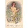 n°29654 - Illustrateur M.S.M. - Meissner - Jeune femme au milieu d'Iris