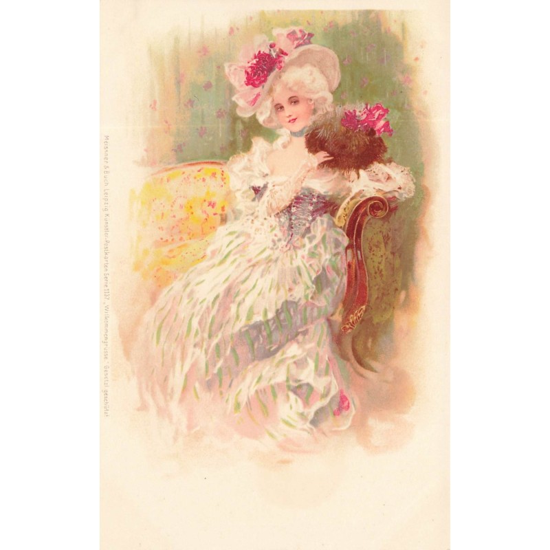 n°29655 - Illustrateur M.S.M. - Meissner - Jeune femme assise sur un divan