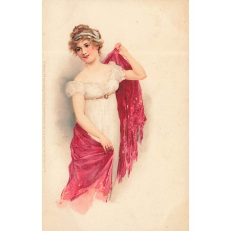 n°29657 - Illustrateur M.S.M. - Meissner - Jeune femme jouant avec un châle rouge