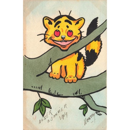 n°29663 - Illustrateur FG Lewin - MM Vienne n°491 - Chat jaune dans un arbre