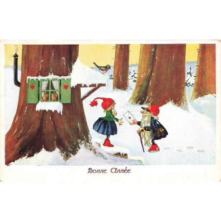 n°29664 - Nouvel An - Bonne Année - Lutin apportant une lettre à un autre