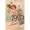 n°29669 - Carte Gaufrée - Clapsaddle - Bonne Année 1905 - Ange portant les chiffres, et tenant des trèfles