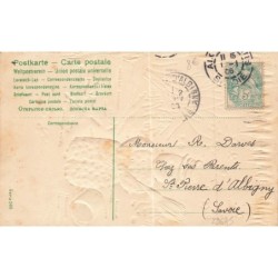 n°29675 - Carte Gaufrée - Bonne Année - Bonhomme de neige regardant des oiseaux mangés