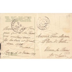 n°29678 - Carte Gaufrée - Bonne et Heureuse Année - Garçon jouant de la trompette sur une luge