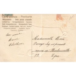 n°29682 - Carte Gaufrée - Clapsaddle - Heureux Noël - Ange peint sur une cloche dans un sapin