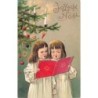 n°29684 - Carte Gaufrée - Joyeux Noël - Fillettes chantant près d'un sapin