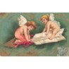 n°29688 - Carte Gaufrée - Clapsaddle - Deux Anges assis sur une flèche