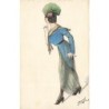 n°29711 - Illustrateur - Carte peinte à la Main - Jeune femme marchant - Mode