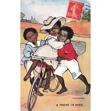 n°29715 - Sandford - Oilette - A friend in need - Enfants, la fillette sur un vélo