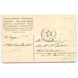 n°10372 - Carte Fantaisie Gaufrée - Heureuse Pâques - Enfant et poussins