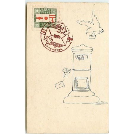 n°13665 - Thème Poste Japonaise - Census et Meiji Shine souvenir timbre