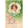 n°29736 - Carte Gaufrée - MSIB 13614 - Amitié Sincère - Portrait d'une fillette dans un trèfle