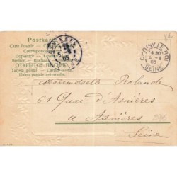 n°29745 - Carte Gaufrée - Fantaisie - Fillette portant un kimono entourée du glycine