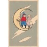 n°29748 - Fantaisie - Jeune couple hollandais debout sur un croissant de lune