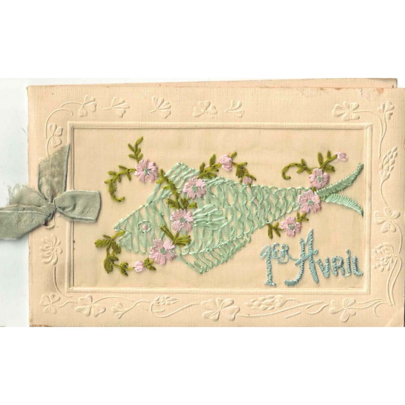 n°29753 - Carte Brodée - 1er Avril - Poisson