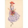 n°29756 - Meissner - Jeune femme portant une robe à carreau