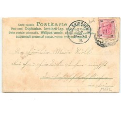 n°13672 - Carte Fantaisie - Viel Glück im neun Jahr - Angelots et Corne d'Abondance avec des Lettres