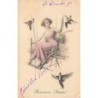 n°29778 - MM Vienne n°606 - Heureuse Année - Jeune femme assise entourée d'hommes volants - surréalisme