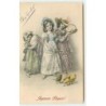 n°10375 - Carte Fantaisie - Joyeuses Pâques - MM Vienne n°262 - Fillettes avec des oeufs