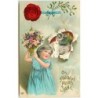 n°13679 - Carte Fantaisie - Ein Glückliches neues Jahr - Fillette et Chat
