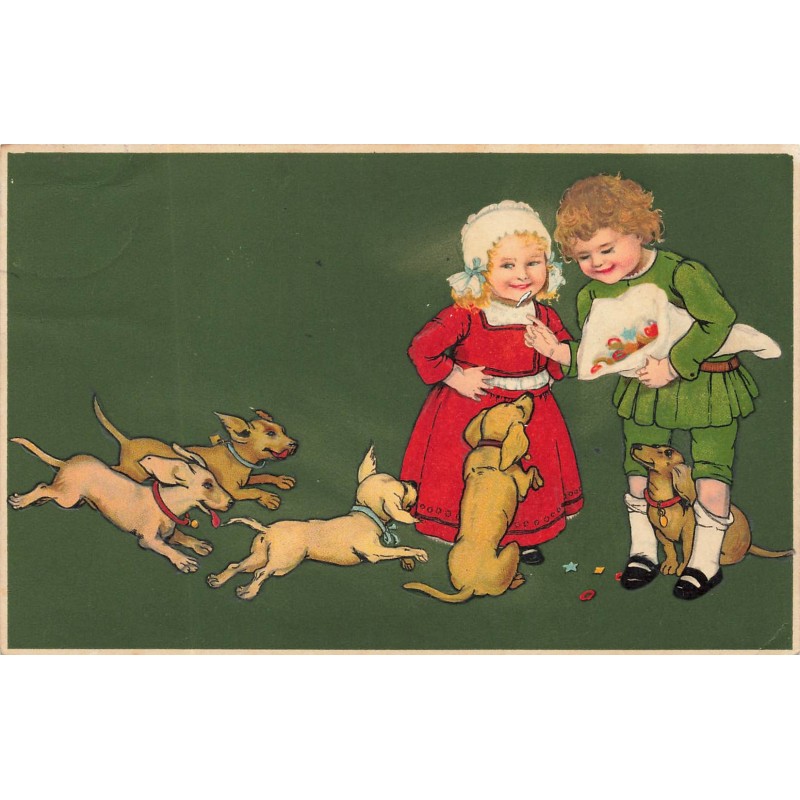 n°29798 - Flatscher - Chien - Enfants entourés de teckels - dackel