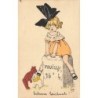 n°29800 - Entrevue touchante - Suze - Fillette assise sur une borne kilométrique avec un ours en peluche - Teddy bear