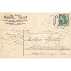 n°29821 - Carte Gaufrée - Pentecôte - Fröhliche Pfingsten - Ange assis sur des chardons, tirés par des sauterelles