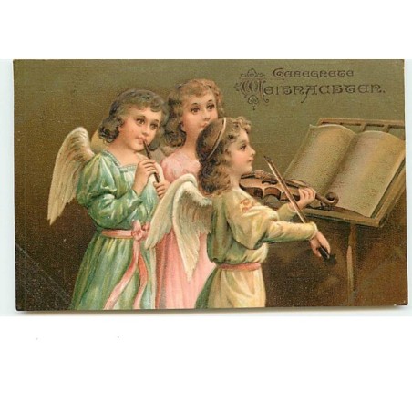 n°13688 - Carte Fantaisie Gaufrée - Gesegnete Weihnachten - Anges jouant du violon