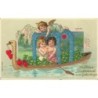 n°29838 - Carte Gaufrée - Anniversaire - MSIB 14075 - Angelots sur une barque