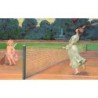 n°29843 - Carte Gaufrée - Ange - Jeune femme jouant au tennis avec un ange