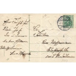n°29863 - Carte Gaufrée - Prosit Neujahr - Enfants portant un sac rempli de pièces d'or