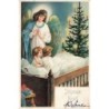 n°29867 - Joyeux Noël - Ange Gardien près de deux fillettes admirant un sapin dans leur lit