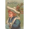 n°29869 - Clapsaddle - Joyeux Noël - Enfant sous la neige, tenant du gui