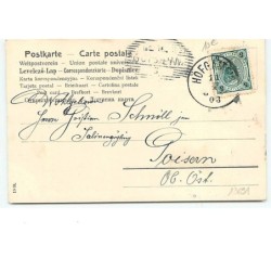 n°13691 - Carte Fantaisie - Fröhliche Ostern - Fillette et Lapin - Décor Art Nouveau