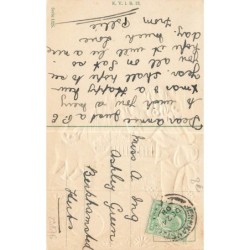 n°29876 - Carte Gaufrée - Hearty Greetings - Enfant et un Chat sur une balancelle