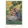 n°29888 - Adam und Eva - Couple d'enfant assis dans un pré, la fillette croquant une pomme - MM Vienne n°712