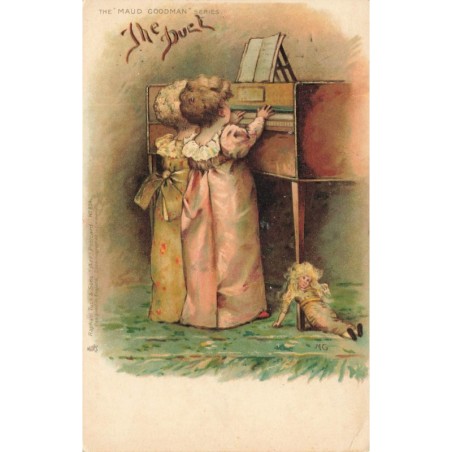 n°29892 - Fantaisie - Deux fillettes jouant du piano - Poupée - Illustrateur Maud Goodman