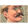 n°29900 - Fantaisie - Portrait d'un homme, portant des lunettes et fumant-Er kam ! Er sah ! Er siegte !