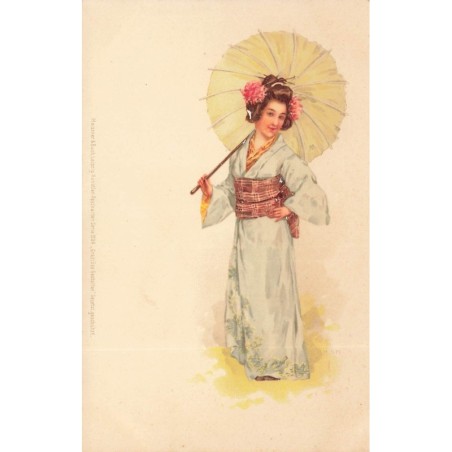 n°29904 - Illustrateur MSM - Meissner - Jeune femme portant un kimono, et une ombrelle
